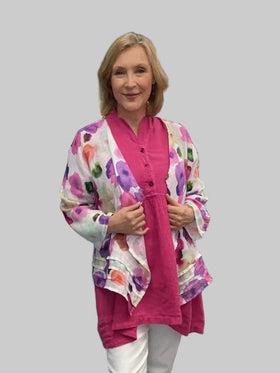 GRIZAS - OPEN FRONT GAUZE LINEN JACKET