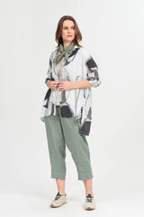 GRIZAS - HIGH-LOW TUMBLED STONE LINEN SHIRT