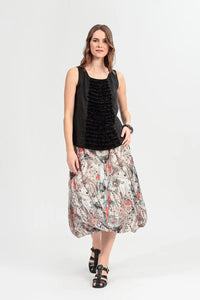 GRIZAS - SLEEVELESS RUFFLED BLACK LINEN TOP