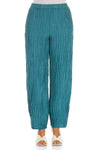 GRIZAS TAPERED TURQUOISE CRINKLED SILK PANTS