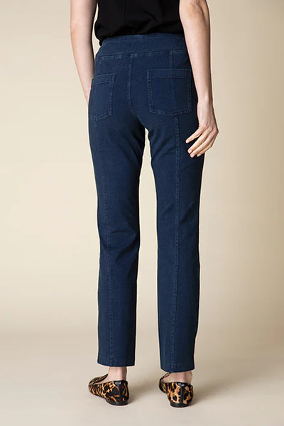 HABITAT CLOTHES - SEAMED FOUR POCKETS-STONEWASH KNIT STRAIGHT PANTS-DENIM