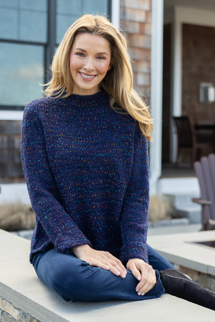 HABITAT CLOTHES - CONFETTI FUNNEL NECK PULLOVER- NAVY-H89056