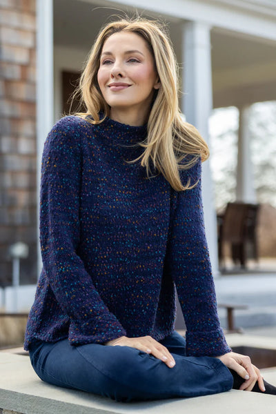HABITAT CLOTHES - CONFETTI FUNNEL NECK PULLOVER- NAVY-H89056