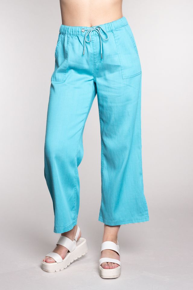 CARRELI JEANS PALAZZO PULL-ON PANT TURQUOISE BLUE
