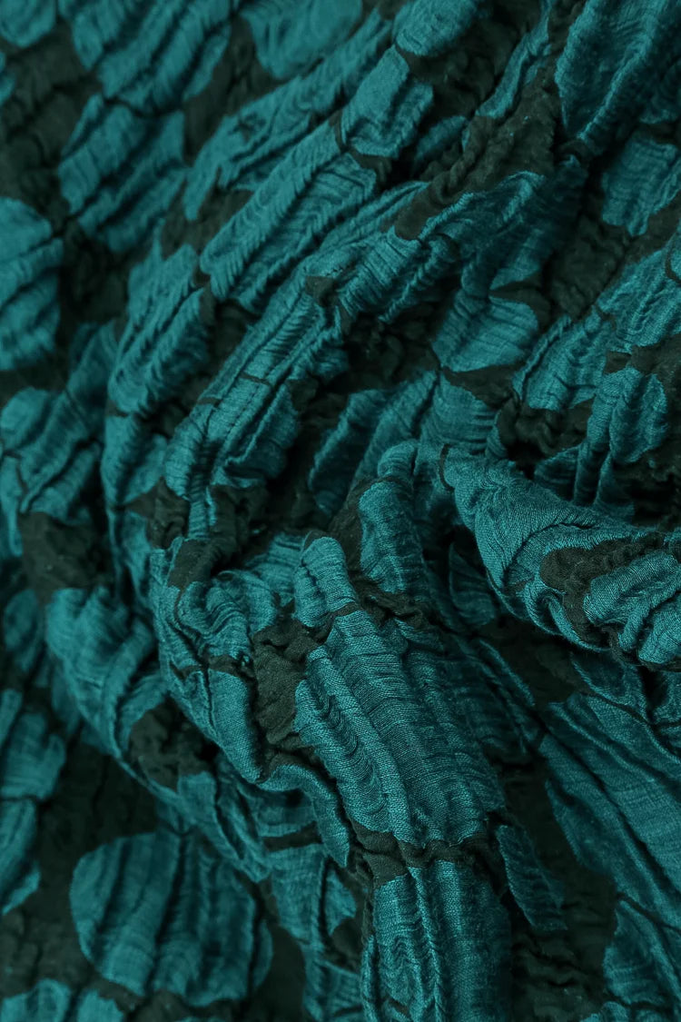 GRIZAS - COWL NECK SILK AND LINEN BLOUSE - PEACOCK