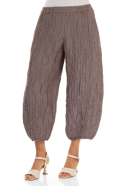 GRIZAS TAPER TRUFFLE SILK LINEN PANTS