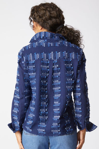 HABITAT CLOTHES- SHAPED HEM COTTON SHIRT- NAVY