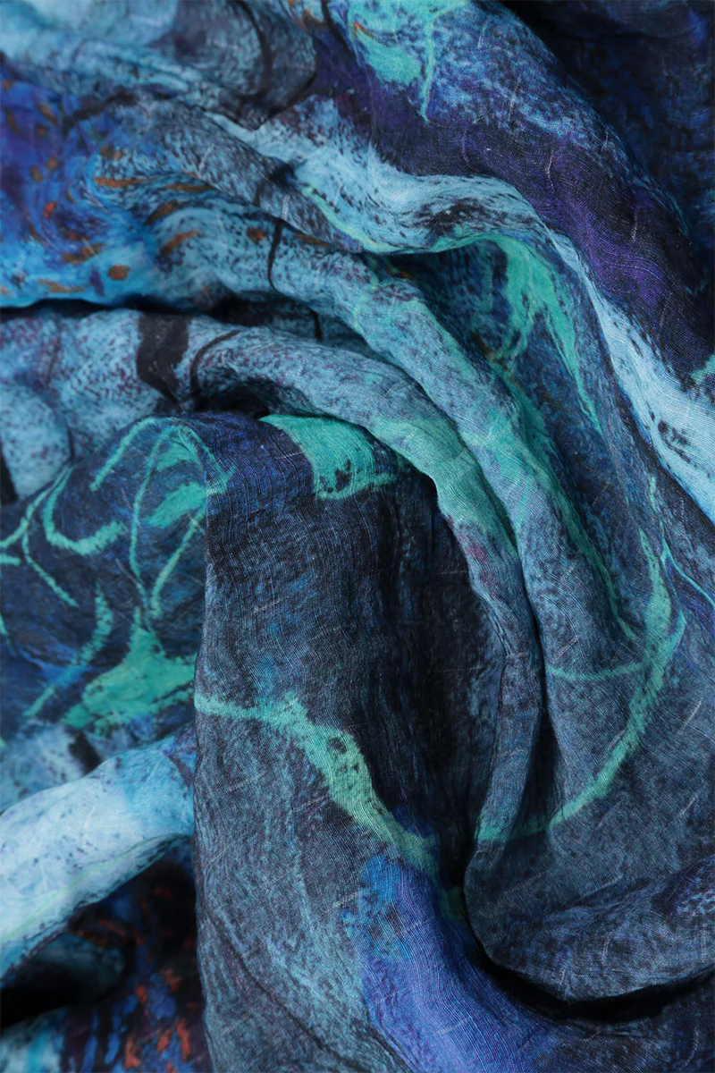 TOPGRIZAS FLARED CRINKLED BLUE REVERIE - SILK SHIRT - 52230