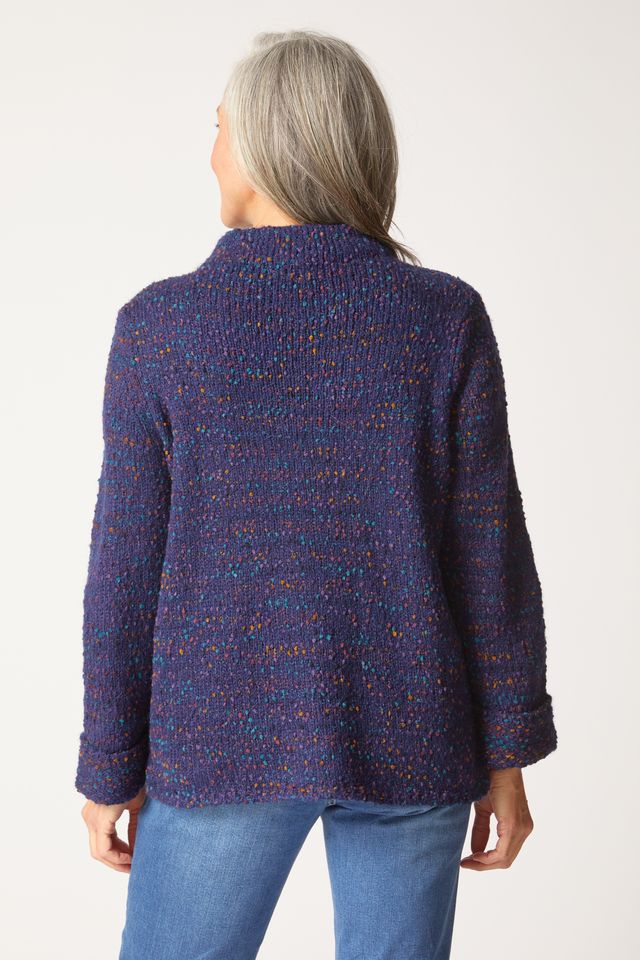 HABITAT CLOTHES - CONFETTI FUNNEL NECK PULLOVER- NAVY-H89056