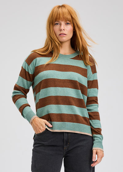ZAKET & PLOVER - MULTI STRIPE CREW - MOSS -ZP7523U