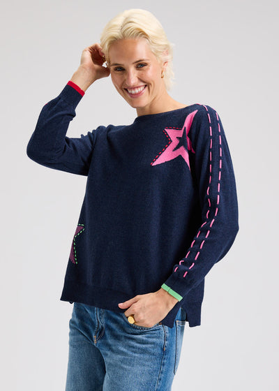 ZAKET & PLOVER - THREADED STAR SWEATER - DARK DENIM - ZP7526U