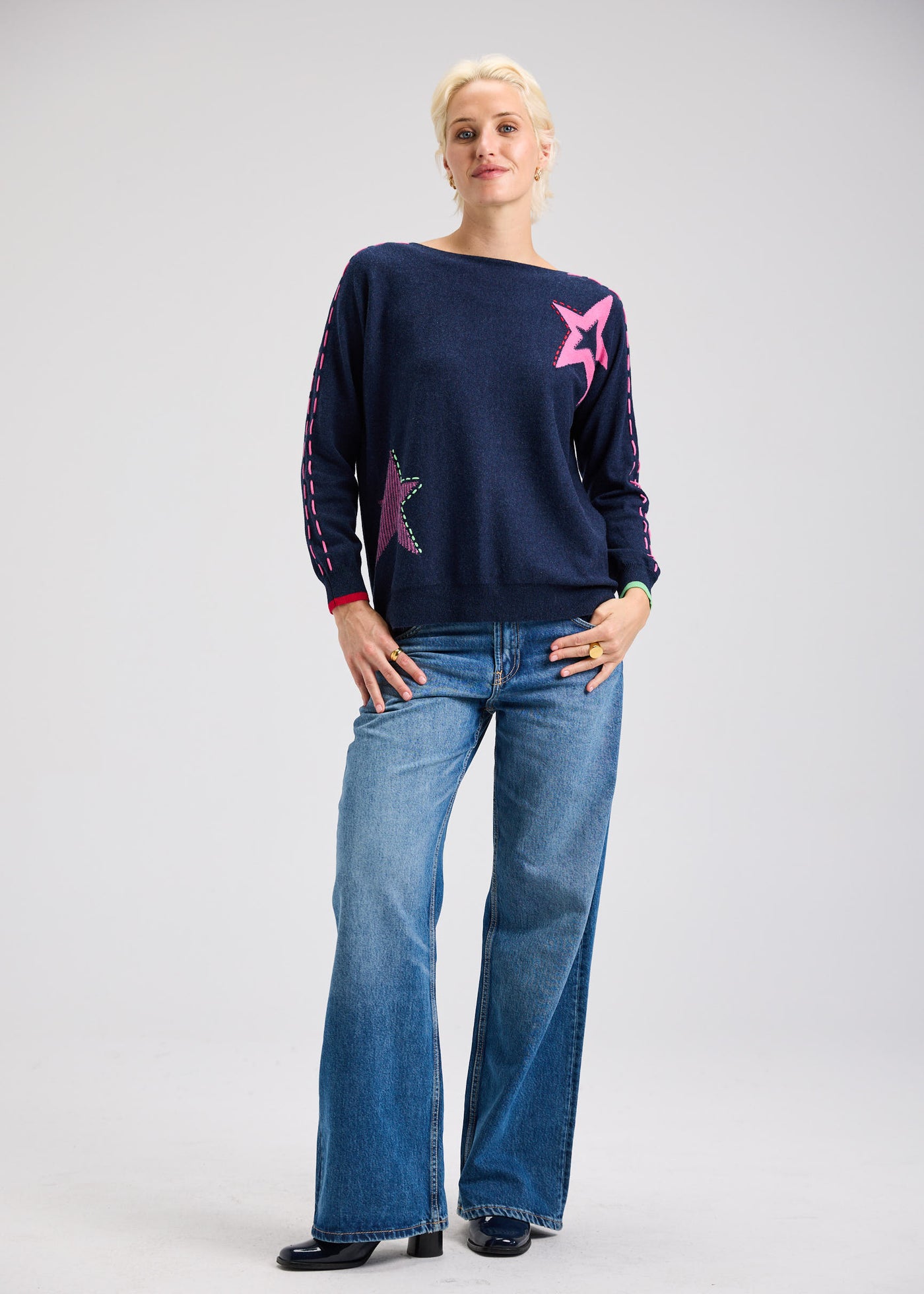ZAKET & PLOVER - THREADED STAR SWEATER - DARK DENIM - ZP7526U
