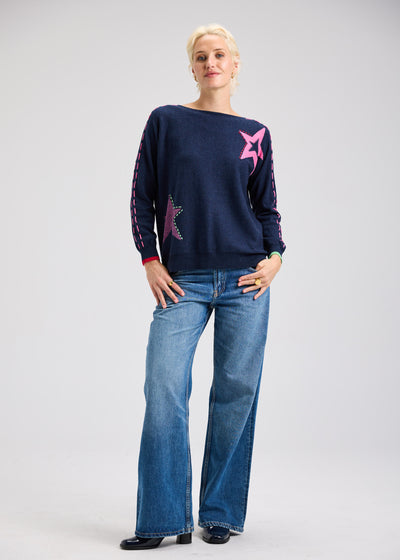 ZAKET & PLOVER - THREADED STAR SWEATER - DARK DENIM - ZP7526U