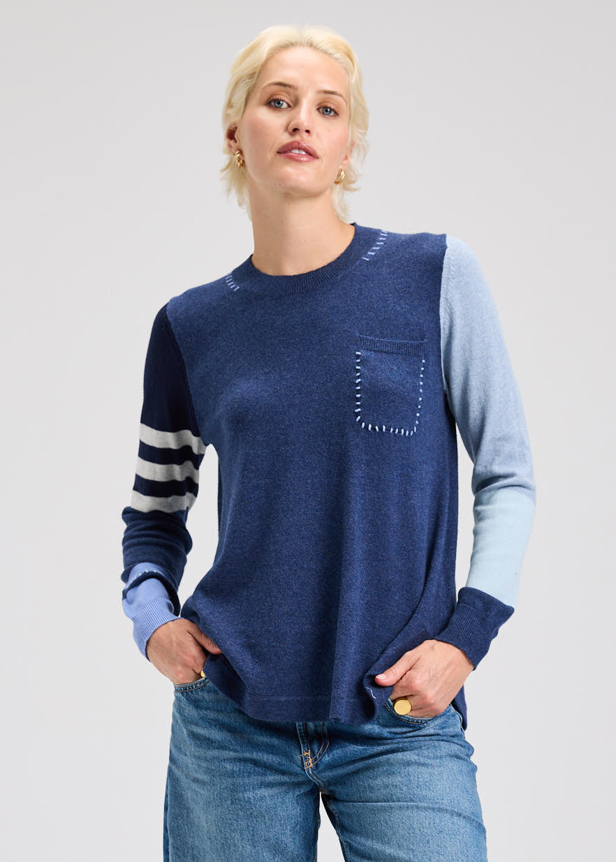 ZAKET & PLOVER – SPLICED SWEATER – DENIM - ZP7527U