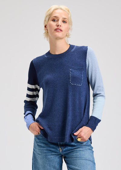 ZAKET & PLOVER – SPLICED SWEATER – DENIM - ZP7527U