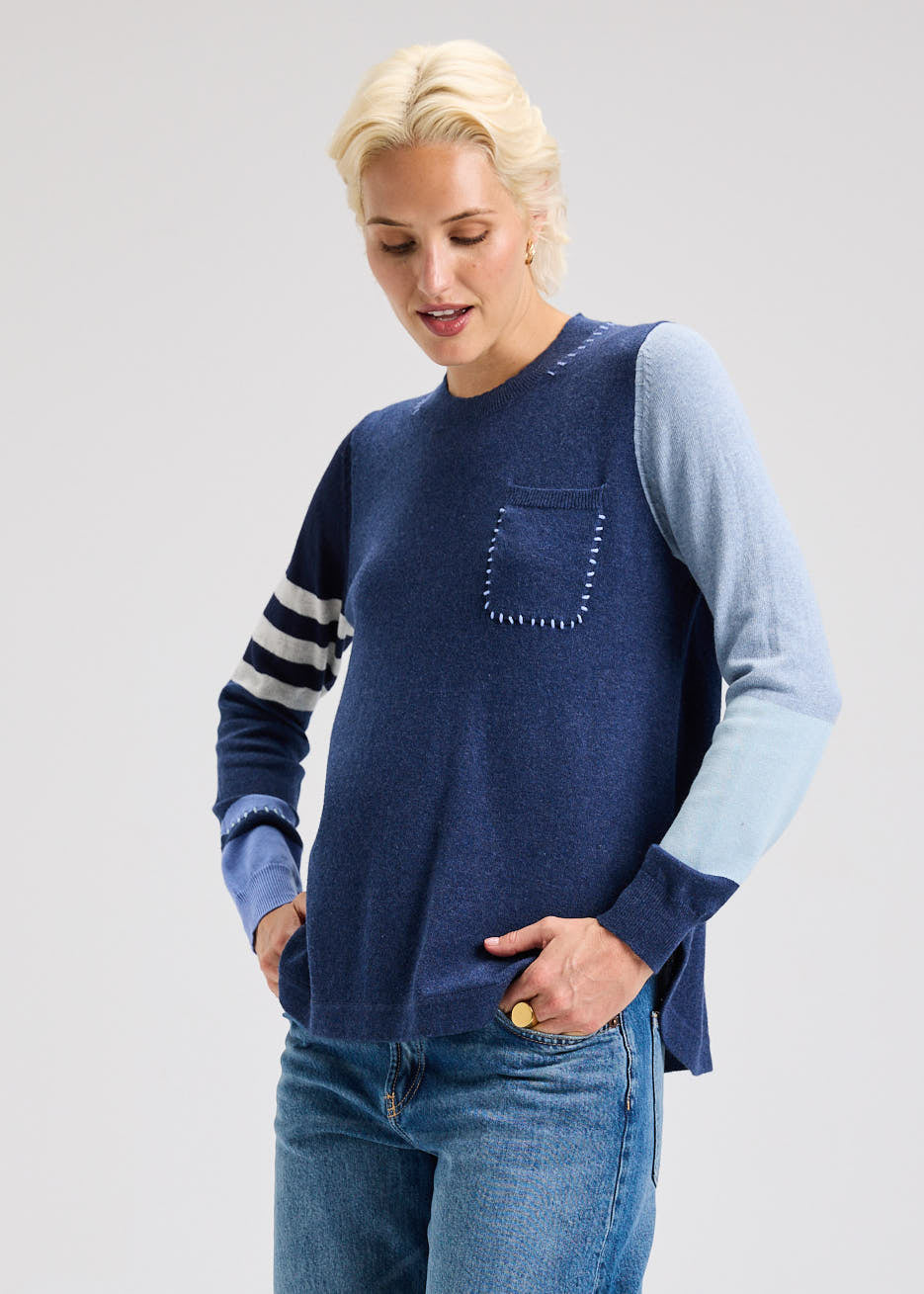 ZAKET & PLOVER – SPLICED SWEATER – DENIM - ZP7527U