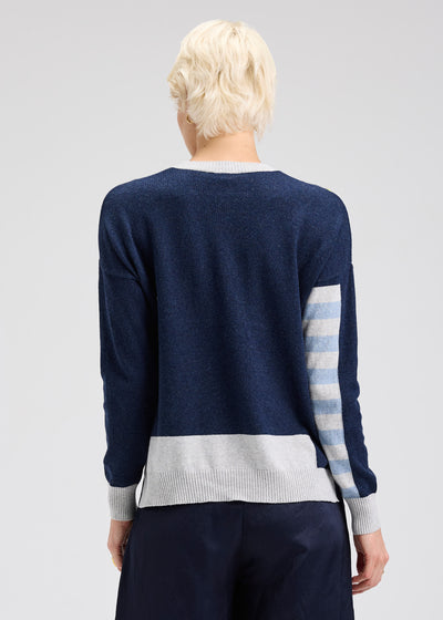 ZAKET & PLOVER – HANDWORK STRIPE SWEATER – DARK DENIM – ZP7531U