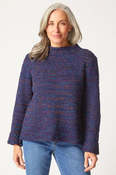 HABITAT CLOTHES - CONFETTI FUNNEL NECK PULLOVER- NAVY-H89056