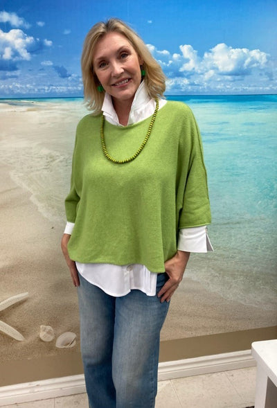 Marie La Lune BOHO CHIC Crop Sweater - Lime Green