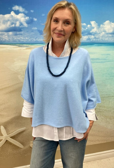 Marie La Lune BOHO CHIC Crop Sweater - Powder-Blue