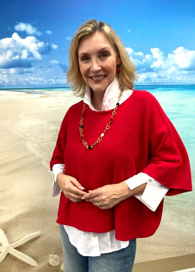 Marie La Lune BOHO-CHIC Look Crop Sweater - Red