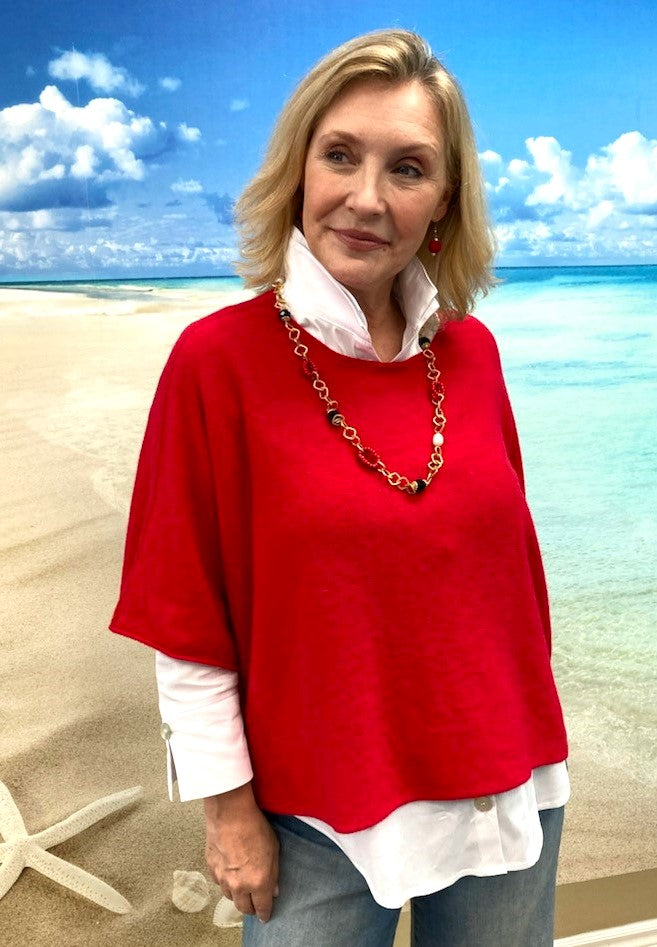 Marie La Lune BOHO-CHIC Look Crop Sweater - Red