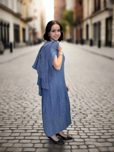 SHORT CRINKLED BLUE NOVA SILK LINEN JACKET